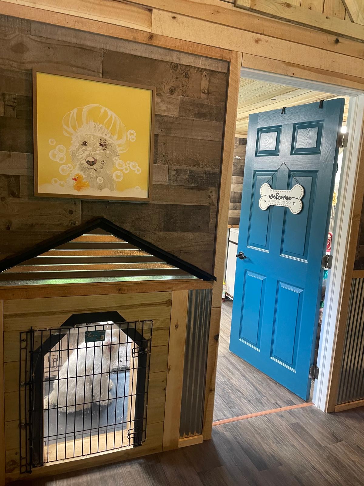 Cozy overnight dog boarding room